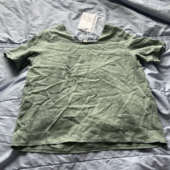 NWT Mint Green Square Neck Short Sleeve Blouse size small - Picture 6 of 8